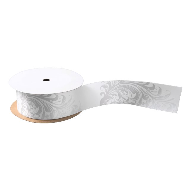 Elegant Swirl Ribbon - Silver Satin Ribbon (Spool)