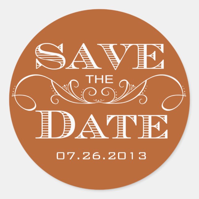 Elegant Swirl Save the Date Sticker (Front)