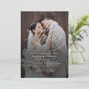 Elegant Swirl Script Photo Rehearsal Dinner Invitation