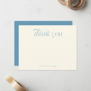 Elegant Swirl Typography Denim Blue Wedding Card