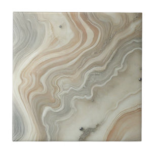 Elegant Swirled Marble Texture with Silver Accents Tile