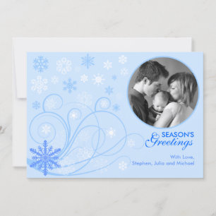 Elegant Swirls and Snowflakes Photo Card