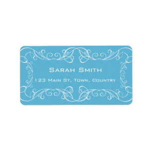 Elegant Swirls Blue Wedding Return RSVP Labels