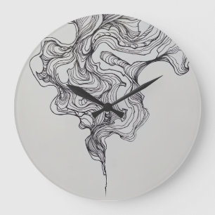 Elegant Swirls Line Art Clock