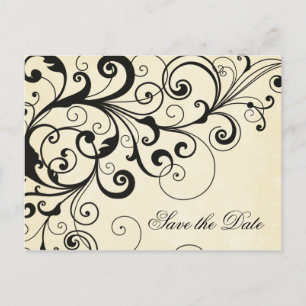 Elegant swirls save the date announcement postcard