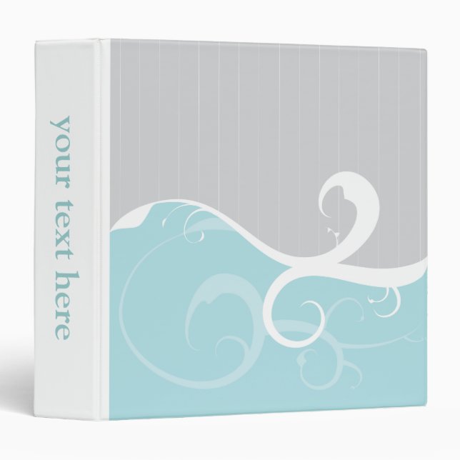 Elegant Swirls Silver and Blue Binder (Front/Spine)