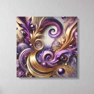 Elegant Swirls with Gold and Purple Canvas Art 