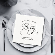 Elegant Swirly Calligraphy 40th Birthday Party