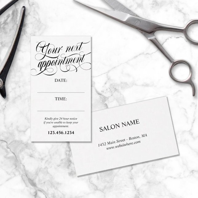 Elegant Swirly Calligraphy Your Next Appointment Card (Creator Uploaded)