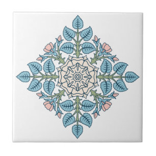 Elegant Symmetrical Floral Medallion Tile