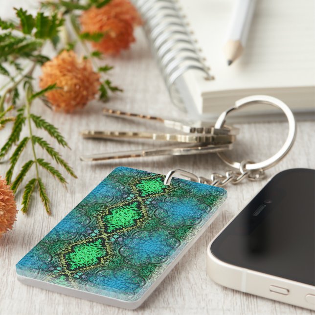 Elegant Symmetrical Rhombus Lines Order Keychain (Front Right)