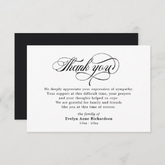 Elegant Sympathy Acknowledgement Script Thank You