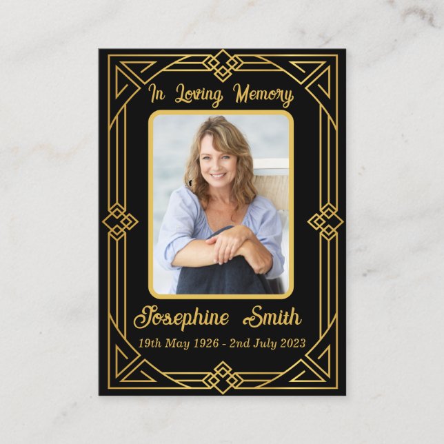 Elegant Sympathy Memorial Photo Prayer Card (Front)