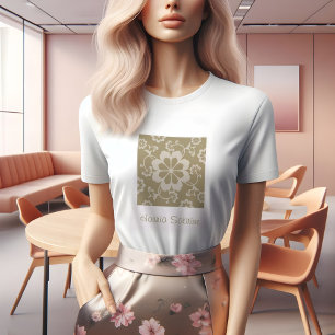 Elégant T-shirt Vintage doré fleuri