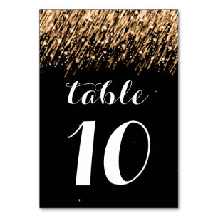 Elegant Table Number Falling Stars Gold