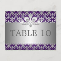 Elegant Table Number Fleur De Lis Purple