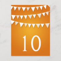 Elegant Table Number Love Bunting Orange