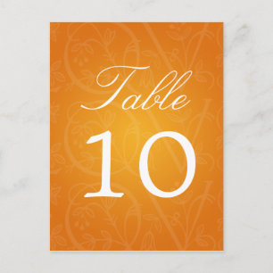 Elegant Table Number Love Flourish Orange Postcard