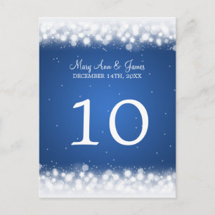 Elegant Table Number Magic Sparkle Blue Postcard
