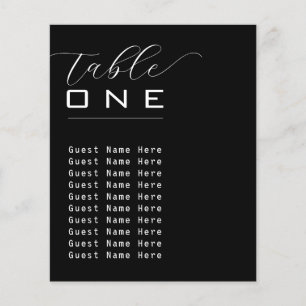 Elegant Table Number Names Black White Minimalist