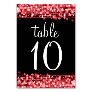 Elegant Table Number Party Sparkles Red