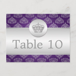 Elegant Table Number Royal Crown Purple Postcard