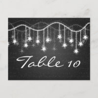 Elegant Table Number Shimmering Stars Black