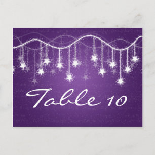 Elegant Table Number Shimmering Stars Purple Postcard