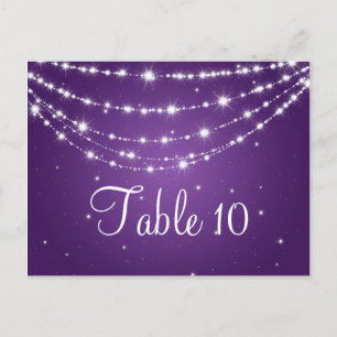 Elegant Table Number Sparkling Chain Purple Postcard