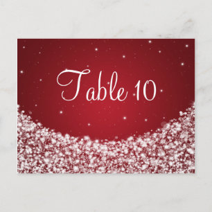 Elegant Table Number Star Sparkle Red Postcard