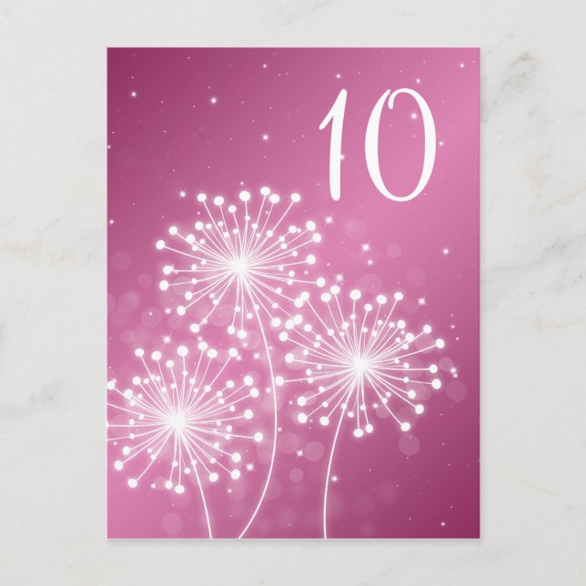 Elegant Table Number Summer Sparkle Rose Pink Postcard (Front)