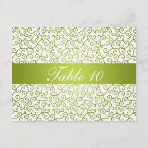 Elegant Table Number Swirls Pattern Lime Green Postcard