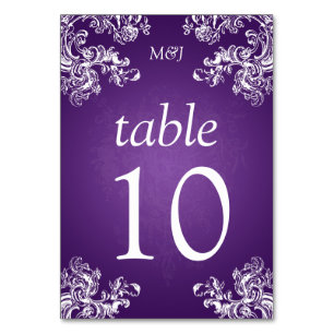 Elegant Table Number Vintage Swirls 2 Purple