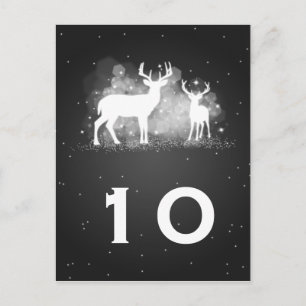 Elegant Table Number Winter Deer Sparkle Black Postcard