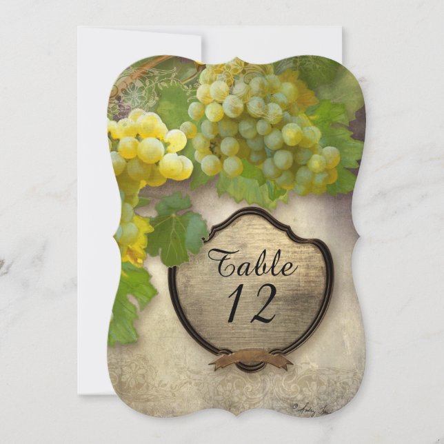 Elegant Table Numbers Reception Grapes Vineyard (Front)