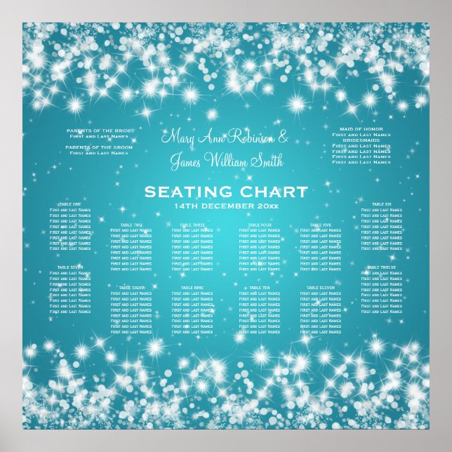 Élégant tableau de mariage Seating Chart Winter Sp (Devant)