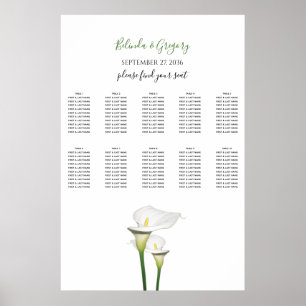 Élégant tableau de sièges Mariage blanc calla Lili