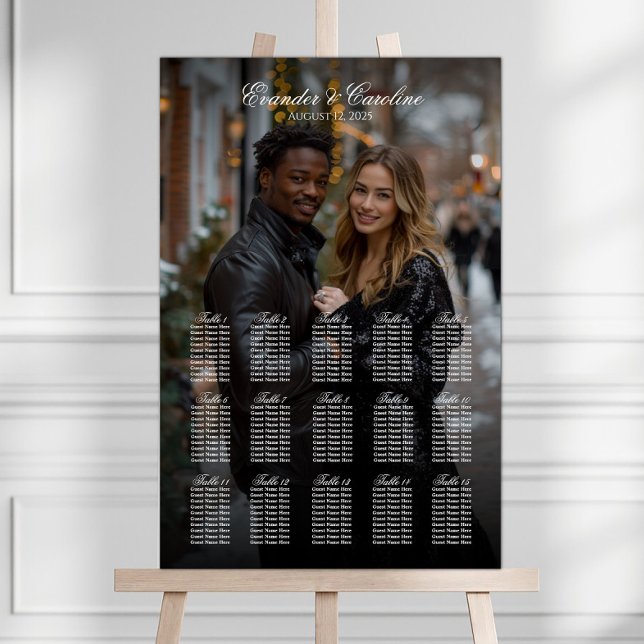 Élégant tableau de sièges mariage photo 15 tables (Créateur téléchargé)