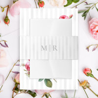 Elegant Tailored Grey Watercolor Stripes Monogram