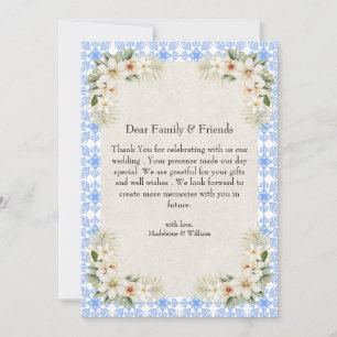Elegant Talavera Blue Romantic Floral  Thank You Card