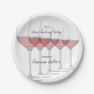 Elegant Tall Red Wine Glasses Paper Plate