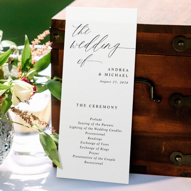 Elegant Tall Wedding Programs Romantic Calligraphy (Creator Uploaded)