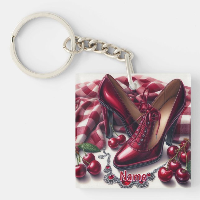 Élégant talons rouges hauts avec cerise (Devant)