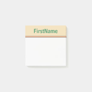 Elegant Tan Background and Sea Green Bold Name Post-it Notes
