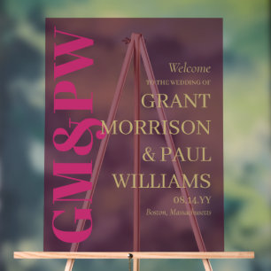 Élégant Tan Fuchsia Initiales Typographie Bienvenu