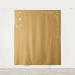 Elegant Tan Geometric Lines Tapestry