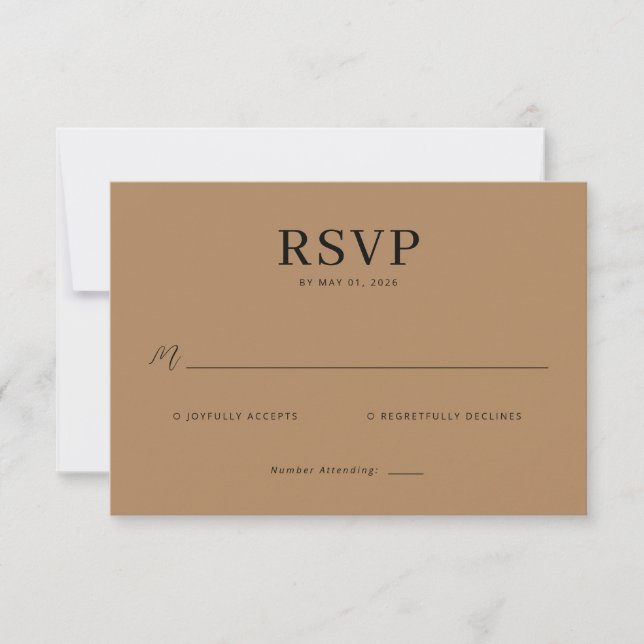 Elegant Tan RSVP Card (Devant)