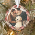 Élégant Tan Tartan Plaid Monogramme de Noël Photo