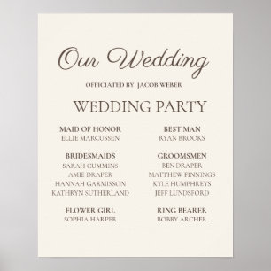 Elegant Tan Wedding Party Sign