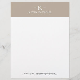 Elegant Tan With White Minimalistic Text Letterhead